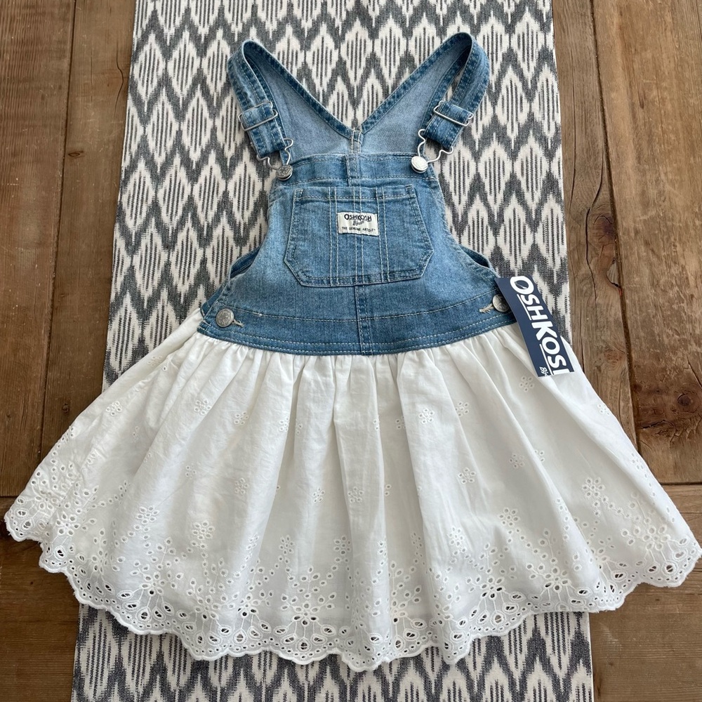 NWT - OshKosh B'gosh: Toddler Jean and White Lace Eyelet Dress